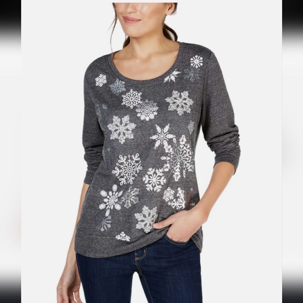 Style & Co. Snowflake Graphic Sweatshirt Sz Lg